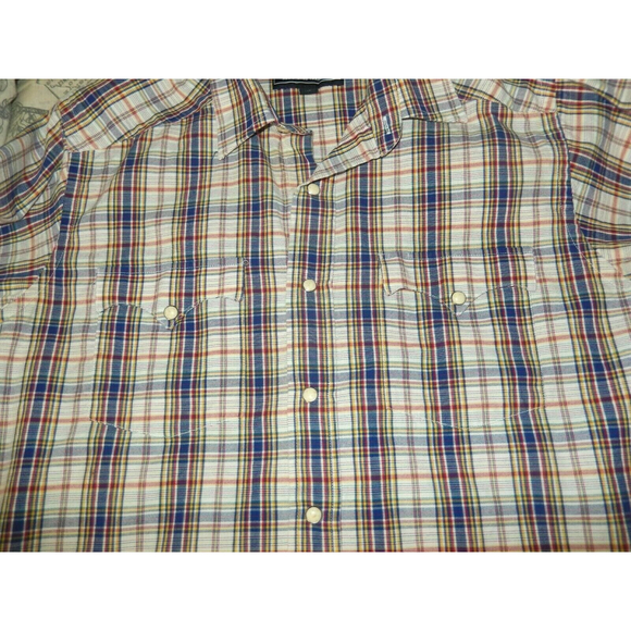 Panhandle Slim Rough Stock Plaid Shirt Men's Medium Pearl Snap Western Cowboy - Picture 4 of 6